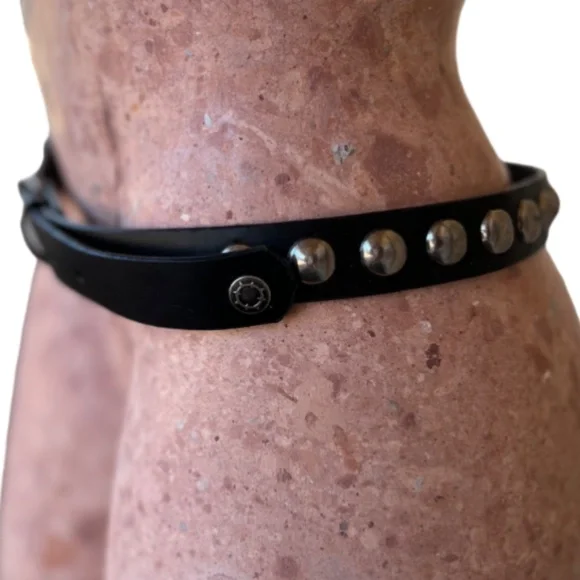 Black Studded Belt, Black Belt, Silver Studs, Punk Aesthetic - Picture 3 of 9